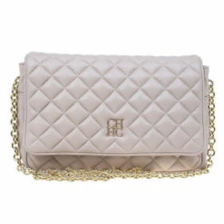 Carolina Herrera Beige Quilted Leather Crossbody Bag Women - Pink