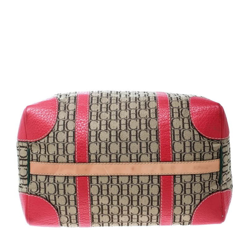 Carolina Herrera Multicolor Monogram Canvas and Leather Andy Boston Bag Women - Beige