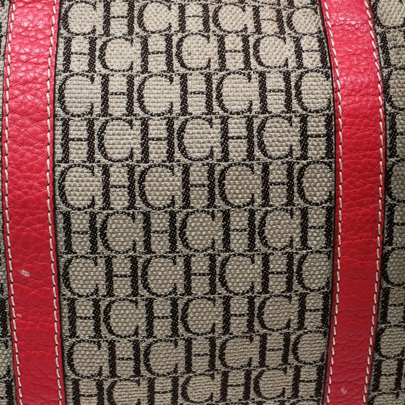 Carolina Herrera Multicolor Monogram Canvas and Leather Andy Boston Bag Women - Beige