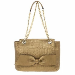 Carolina Herrera ‘Audrey’ Bronze Monogram Embossed Bag Women - Gold