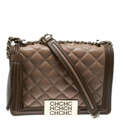 Carolina Herrera Beige Quilted Leather Tassel Shoulder Bag Women - Brown