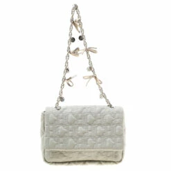 Carolina Herrera Grey Monogram Nylon Shoulder Bag Women