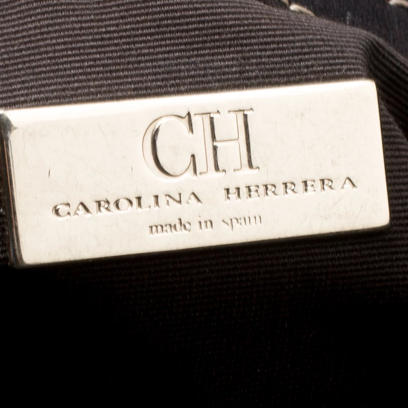 Carolina Herrera Beige/Brown Monogram Coated Canvas Shopper Tote Women