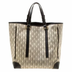 Carolina Herrera Beige/Brown Monogram Coated Canvas Shopper Tote Women