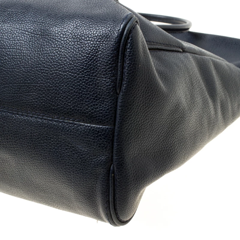 Carolina Herrera Blue Leather Tempo Collection Adagio Tote Women