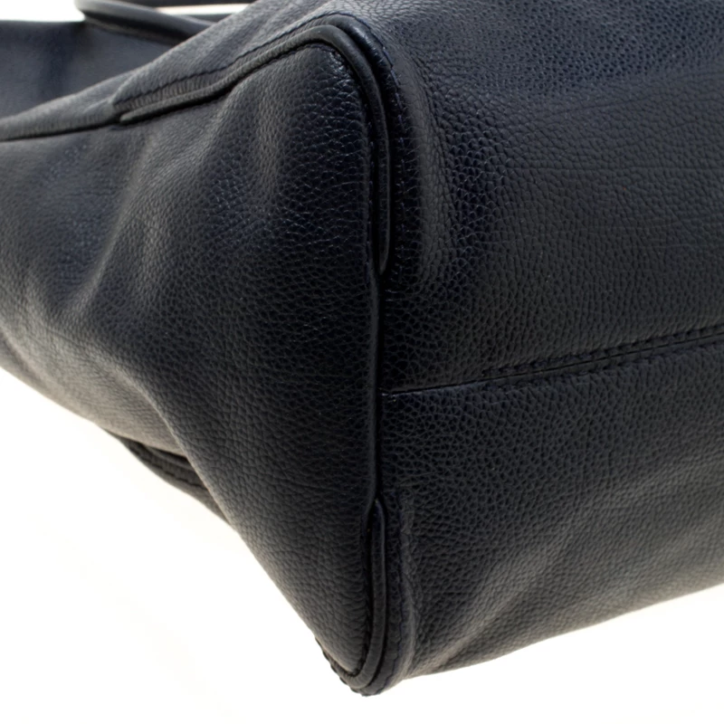 Carolina Herrera Blue Leather Tempo Collection Adagio Tote Women