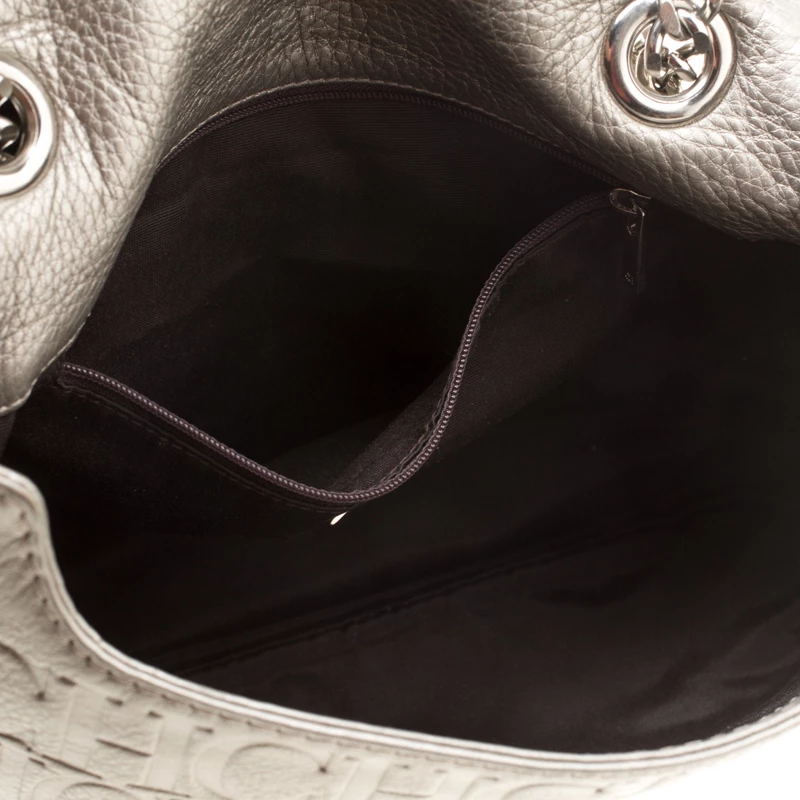 Carolina Herrera Grey Monogram Leather Audrey Shoulder Bag Women