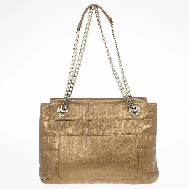 Carolina Herrera ‘Audrey’ Bronze Monogram Embossed Bag Women - Gold