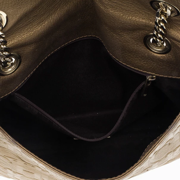 Carolina Herrera ‘Audrey’ Bronze Monogram Embossed Bag Women - Gold