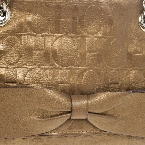 Carolina Herrera ‘Audrey’ Bronze Monogram Embossed Bag Women - Gold