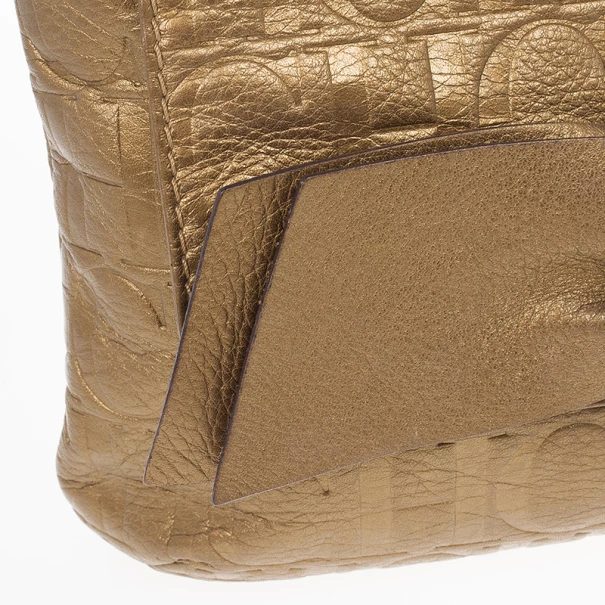 Carolina Herrera ‘Audrey’ Bronze Monogram Embossed Bag Women - Gold