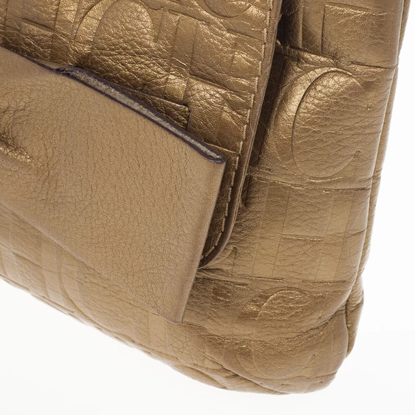 Carolina Herrera ‘Audrey’ Bronze Monogram Embossed Bag Women - Gold