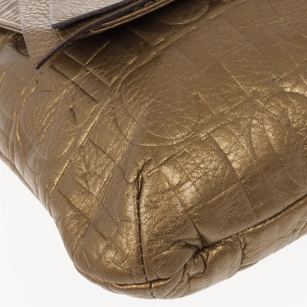 Carolina Herrera ‘Audrey’ Bronze Monogram Embossed Bag Women - Gold