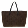 Carolina Herrera Brown Monogram Embossed Nubuck Shopper Tote Women