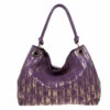 Carolina Herrera Purple/Gold Monogram Leather Hobo Women