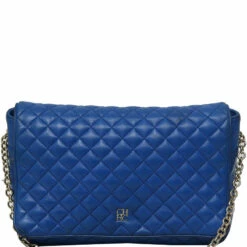 Carolina Herrera Blue Quilted Leather Chain Shoulder Bag Women