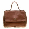Carolina Herrera Brown Leather Minuetto Top Handle Flap Shoulder Bag Women