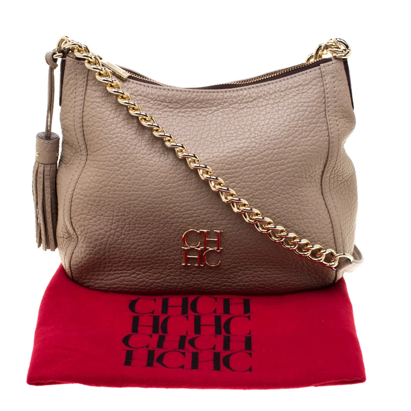 Carolina Herrera Beige Leather Maria Shoulder Bag Women