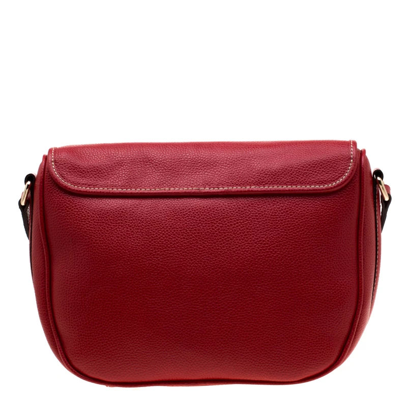 Carolina Herrera Red Leather Flap Crossbody Bag Women