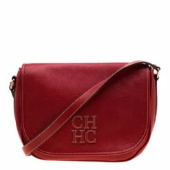 Carolina Herrera Red Leather Flap Crossbody Bag Women