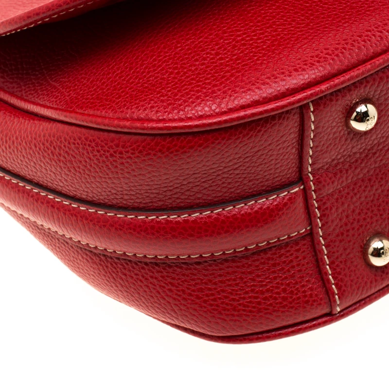 Carolina Herrera Red Leather Flap Crossbody Bag Women