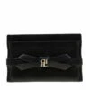 Carolina Herrera Black Bow Leather Card Holder Women