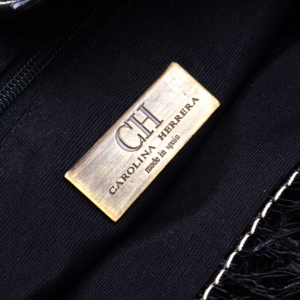 Carolina Herrera Small Black Monogram Chain Handle Tote Women