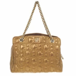 Carolina Herrera Monogram Embossed Chain Handle Tote Women - Gold