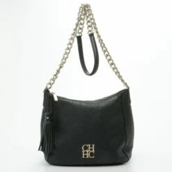 Carolina Herrera Black Leather Maria Shoulder Bag Women