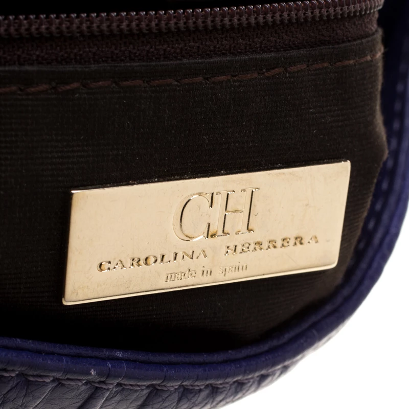 Carolina Herrera Purple Monogram Leather Audrey Shoulder Bag Women