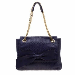 Carolina Herrera Purple Monogram Leather Audrey Shoulder Bag Women
