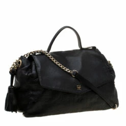 Carolina Herrera Black Monogram Embossed Leather Satchel Women 13 Carolina Herrera Black Monogram Embossed Leather Satchel Women -Carolina Herrera Shop luxury women carolina herrera used handbags p193386 007