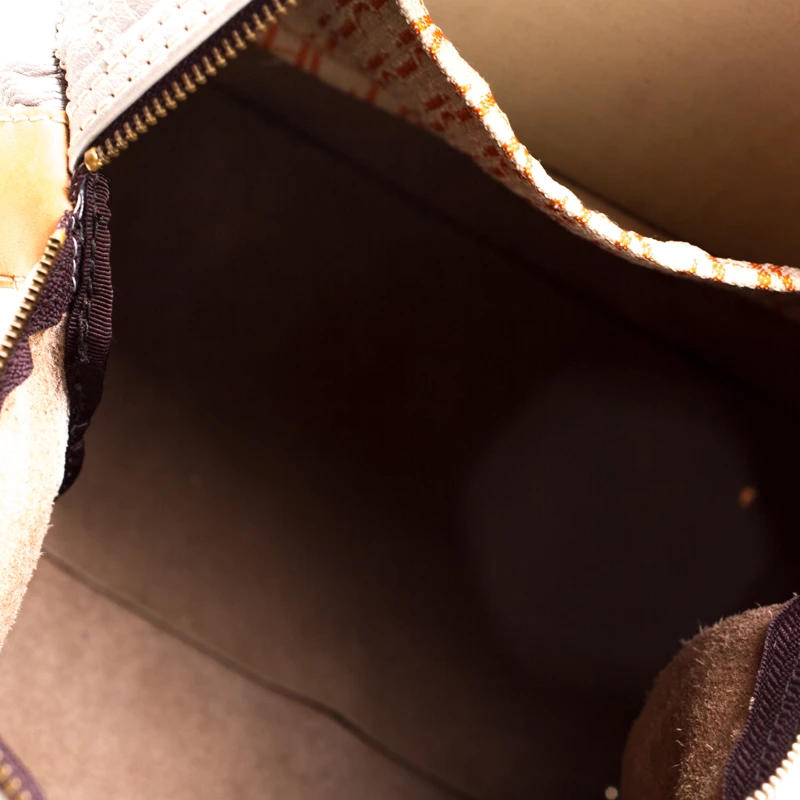 Carolina Herrera Metallic Grey Leather Large Andy Boston Bag Women