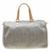Carolina Herrera Metallic Grey Leather Large Andy Boston Bag Women