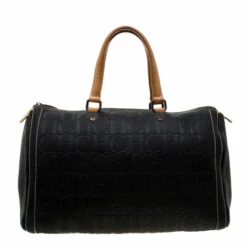 Carolina Herrera Black Leather Large Andy Boston Bag Women