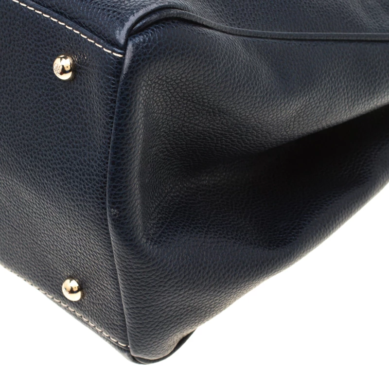 Carolina Herrera Navy Blue Leather Matteo Tote Women