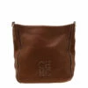 Carolina Herrera Brown Pebbled Leather Messenger Bag Women