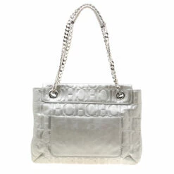 Carolina Herrera Silver Metallic Monogram Leather Audrey Shoulder Bag Women - Grey 14 Carolina Herrera Silver Metallic Monogram Leather Audrey Shoulder Bag Women - Grey -Carolina Herrera Shop luxury women carolina herrera used handbags p197719 006