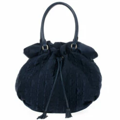 Carolina Herrera Drawstring Monogram Shoulder Bag Women - Navy Blue