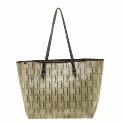 Carolina Herrera Beige Monogram Coated Canvas Shopper Tote Women