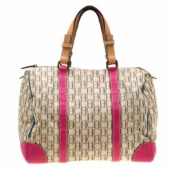 Carolina Herrera Multicolor Monogram Canvas And Leather Andy Boston Bag Women - Beige