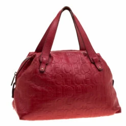 Carolina Herrera Red Monogram Leather Satchel Women -Carolina Herrera Shop luxury women carolina herrera used handbags p201004 005