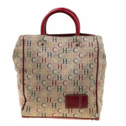 Carolina Herrera Multicolor Canvas And Leather Trim Shopper Tote Women