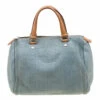 Carolina Herrera Light Blue Monogram Leather Andy Boston Bag Women