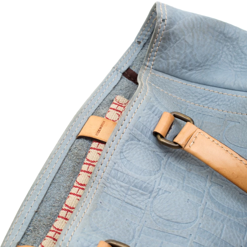 Carolina Herrera Light Blue Monogram Leather Andy Tote Women