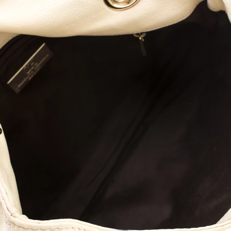 Carolina Herrera Cream Monogram Leather Audrey Shoulder Bag Women