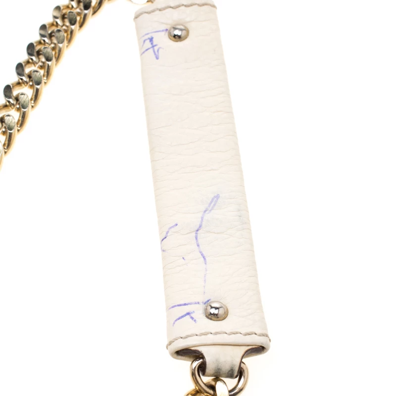 Carolina Herrera Cream Monogram Leather Audrey Shoulder Bag Women