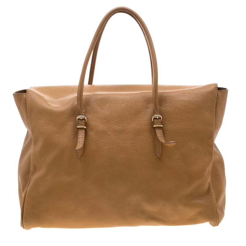 Carolina Herrera Brown Leather Flap Tote Women
