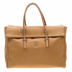 Carolina Herrera Brown Leather Flap Tote Women