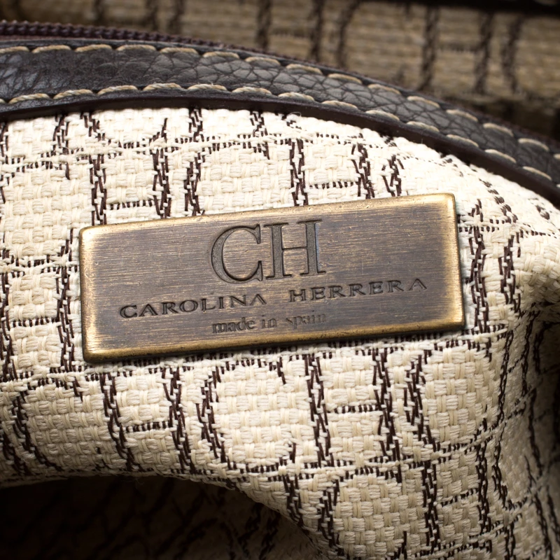 Carolina Herrera Dark Brown Signature Leather Tote Women